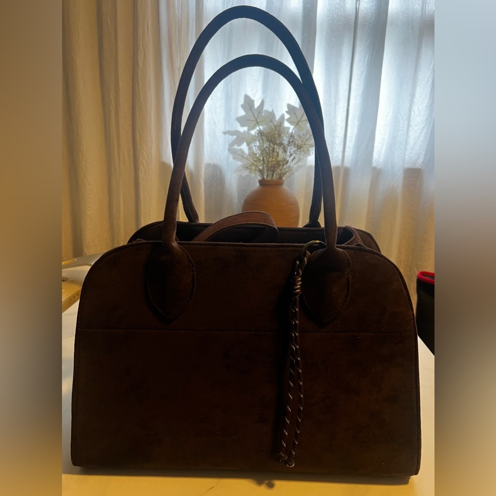 NWOT Matching Brown Suede Women’s Handbag Set - Two-Piece Shoulder & Tote - Picture 4 of 15